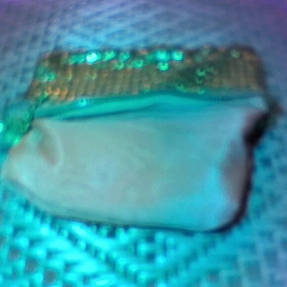 Metal Mesh Mini Coin Pouch w/Keyring & Decorative Crest Plate – Green Tile Bag - Picture 9 of 12